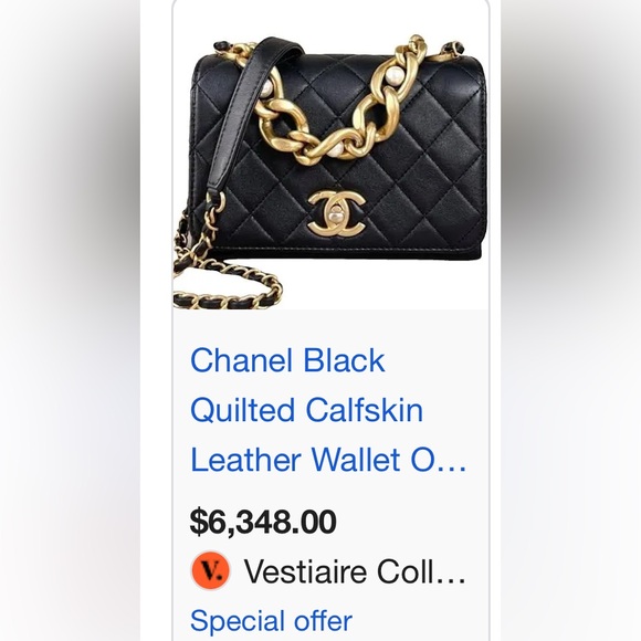 Chanel CC Quilted Lambskin Triple Pearl Chain Flap satchel medium size - Picture 11 of 12